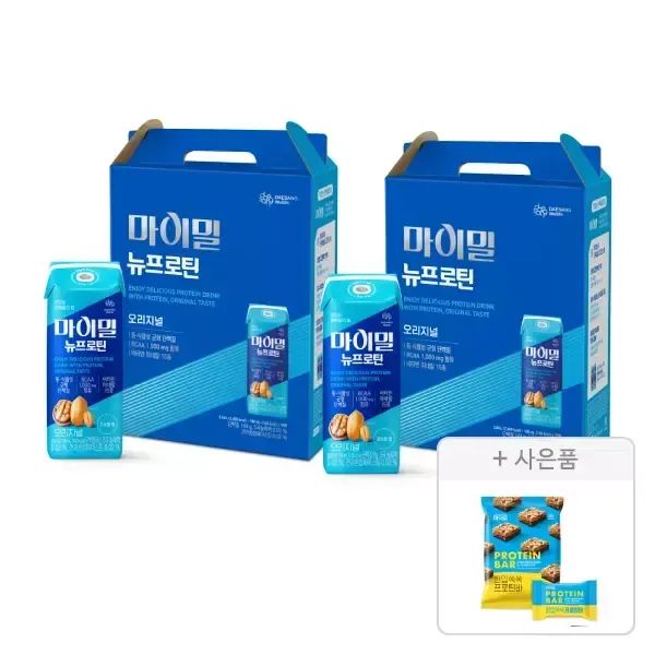 상품 이미지: 마이밀 마시는 뉴프로틴 오리지널, 190ml, 16팩, 2개 + 증정 (마이밀 한입쏙쏙 프로틴바, 150g, 1개)