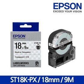 상품 이미지: 엡손 라벨테이프 ST18K-PX 18mm 9M 투명바탕 검정글씨