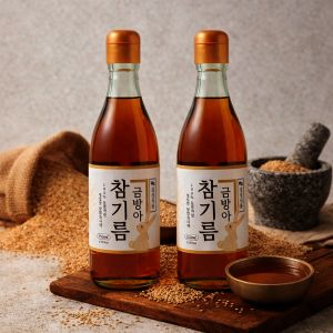 상품 이미지: 순수본가 통참깨 100% 참기름 350ml x 2개/ 한번만 짜낸 깨끗하고 고소한 참기름