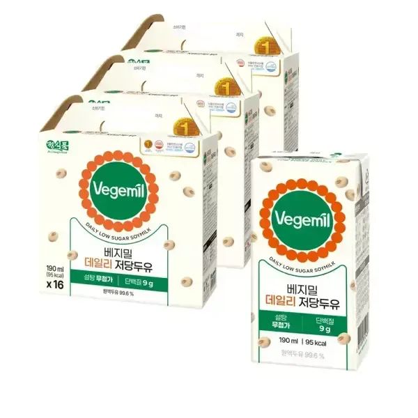 상품 이미지: 베지밀 데일리 저당 두유 190ml 48팩