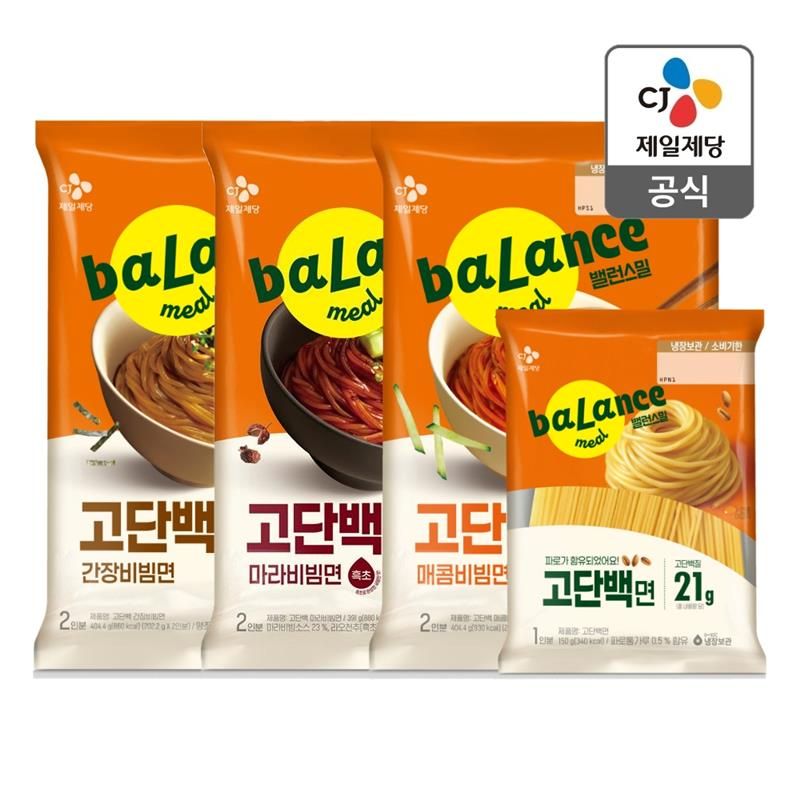 상품 이미지: CJ 밸런스밀 파로 고단백면, 비빔면 2+2 선택 (간장비빔면, 매콤비빔면, 마라비빔면, 고단백면)