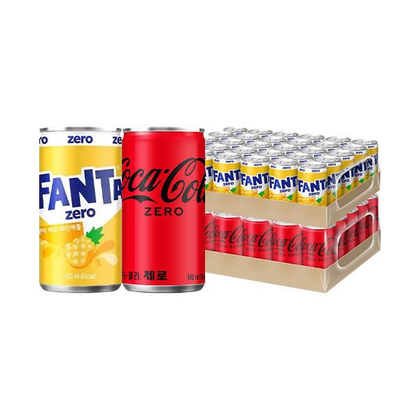 상품 이미지: 코카콜라 제로 190ml, 30개 + 환타 제로 파인 190ml, 30개