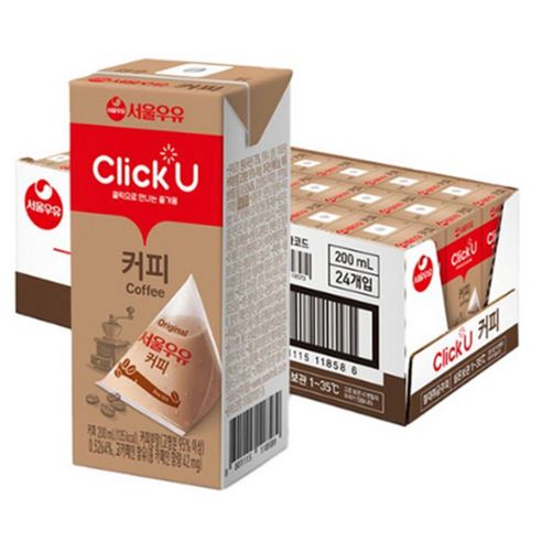 상품 이미지: 클릭유 커피우유, 200ml, 24개
