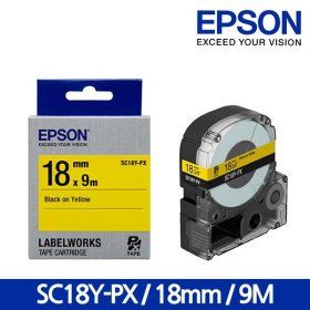 상품 이미지: 엡손 라벨테이프 SC18Y-PX 18mm 9M 노랑바탕 검정글씨