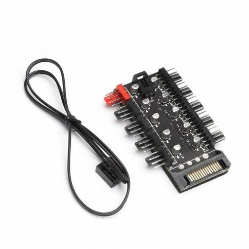상품 이미지: PWM 팬 허브 컨트롤러 - 1 to 10 분배기 - SATA 전원 - 4핀 PWM 메인보드 연동4PIN 전원 케이블 정리