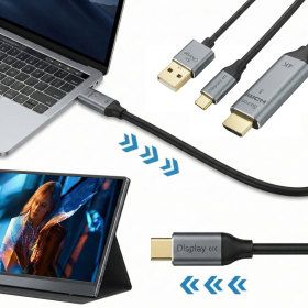 상품 이미지: C타입 모니터용 HDMI to USB-C 변환 케이블 포터블 모니터 연결 역방향 젠더