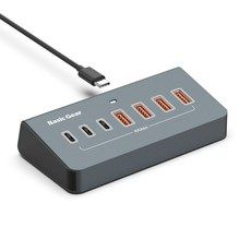 상품 이미지: 베이직기어 USB 3.2 C타입 7포트 버티컬 10Gbps 멀티허브, 1개, 실버그레이