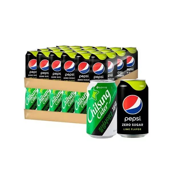 상품 이미지: 펩시 제로슈거 라임, 355ml, 24개 + 칠성사이다 제로, 355ml, 24개