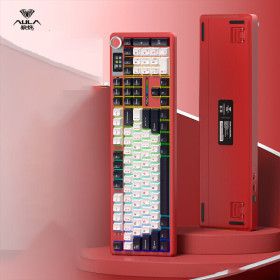 상품 이미지: Aula 독거미 F108 pro 유무선 기계식 키보드 풀배열 핫스왑 8000mAh 2.4G RGB  레드 풍령축