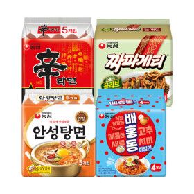 상품 이미지: 신라면 5입+ 안성탕면 5입 + 짜파게티 5입 + 배홍동 4입 (총 19봉)