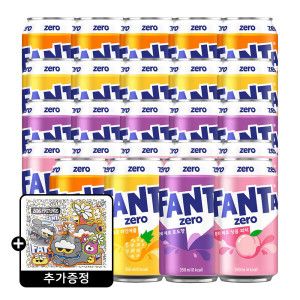 상품 이미지: (천만흥행딜)환타 제로 오렌지+파인+포도+피치 350ml 4종 6입 (총 24캔) +(증정)조앤프렌즈 스티커 A
