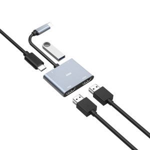 상품 이미지: 라디온  4in1 C타입 듀얼 모니터 확장 분배기 HDMI 컨버터 MST PD충전 USB3.0 멀티 허브