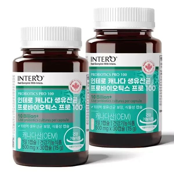 상품 이미지: [인테로] 캐나다 100억 생유산균 프로바이오틱스 프로 30캡슐 X 2통 (2개월분)