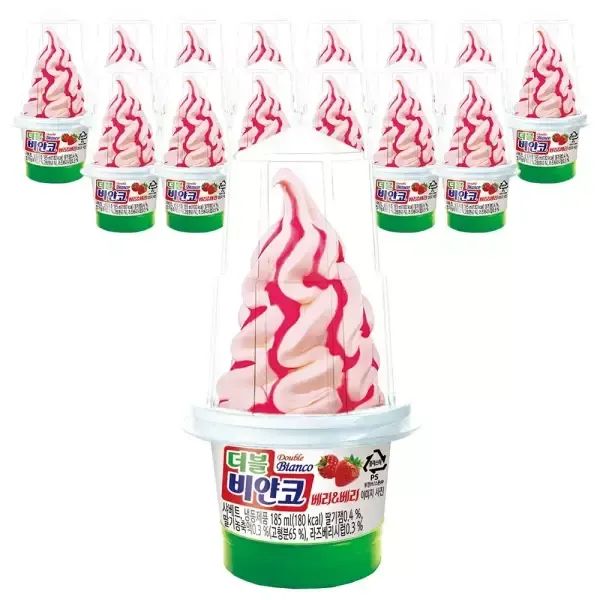 상품 이미지: [슈팅냉동] 롯데웰푸드 더블비얀코 베리&베리, 185ml, 15개