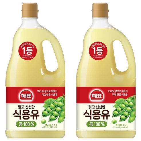 상품 이미지: 해표 콩기름 식용유, 1.5L, 2개