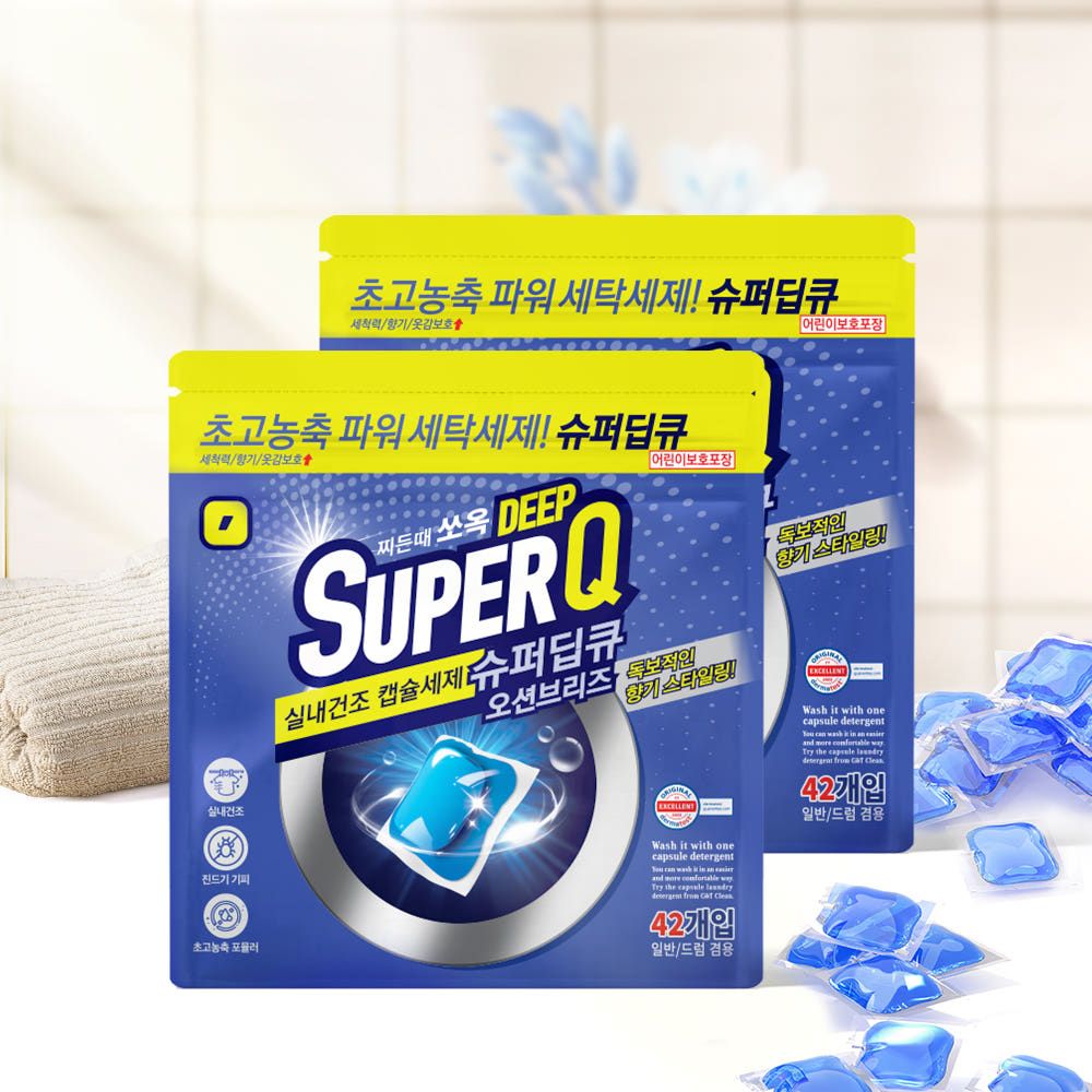 상품 이미지: [N+추가적립🎁]슈퍼딥큐 캡슐세제 42개입 2개 오션브리