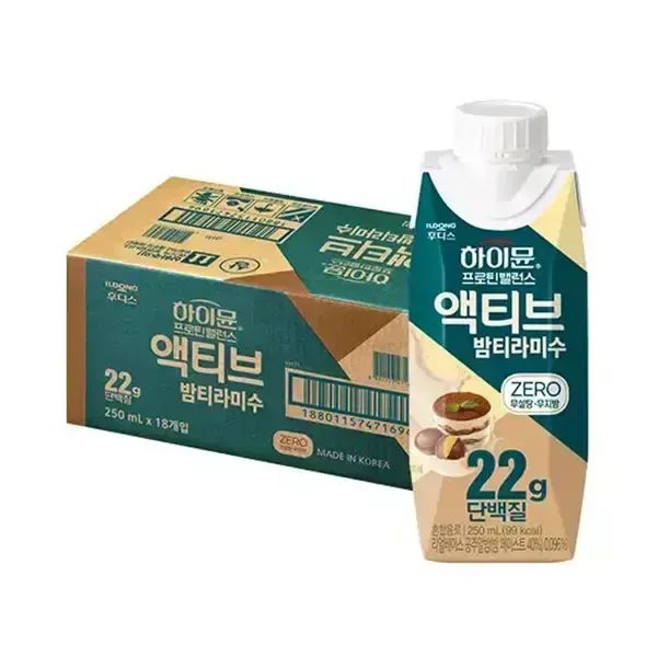 상품 이미지: 후디스 하이뮨 프로틴 밸런스 액티브 22g 밤티라미수 ZERO 250ml, 18입, 1개