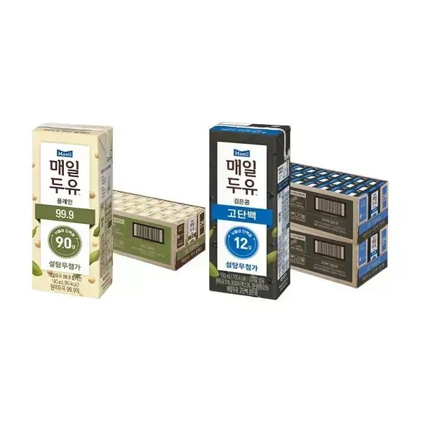 상품 이미지: 매일두유 99.9 190ml, 24개 + 검은콩 고단백 190ml, 24개