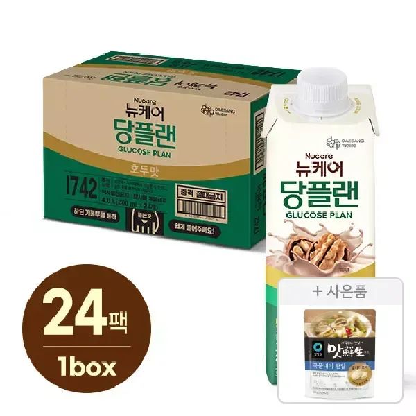 상품 이미지: 뉴케어 당플랜 호두맛 200ml, 24입, 1개+증정(청정원 맛선생 멸치디포리 국물내기 한알 60g, 15입, 1개)