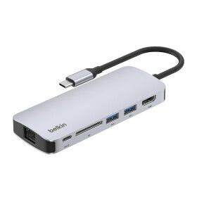 상품 이미지: 6in1 C타입 멀티 허브 이더넷 HDMI 2.0 4K 60Hz 100W AVC008fq 맥북 M4 윈도우 노트북 아이패드 호환