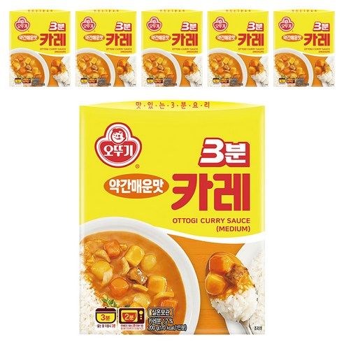 상품 이미지: 오뚜기3분 카레 약간매운맛, 200g, 6개