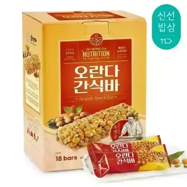 상품 이미지: [품질보장] 호정가 오란다간식바 (18개입) / 아몬드와 깨가 들어간 프리미엄 영양간식