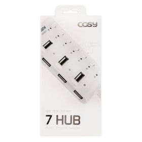 상품 이미지: 멀티 허브 usb 절전 7포트 화이트/USB/케이블/분배기/C타입/멀티탭/젠더/포트/스위칭/어댑터/커넥터/인터넷