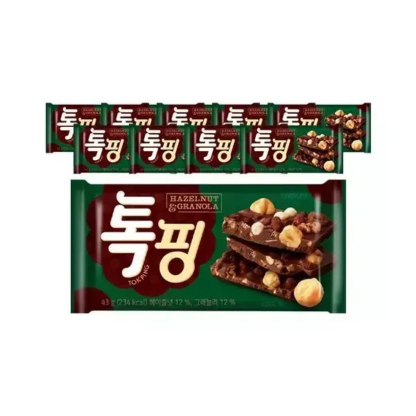 상품 이미지: 오리온 톡핑 헤이즐넛 그래놀라 43g, 10입, 1개