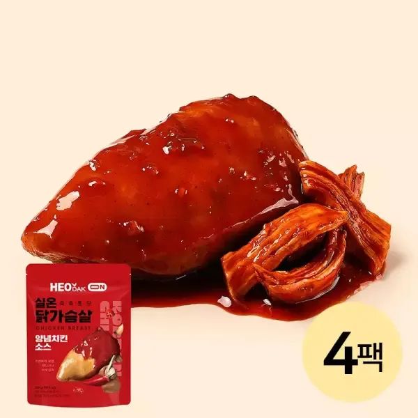 상품 이미지: [허닭] 촉촉 실온 닭가슴살 양념치킨소스 4팩