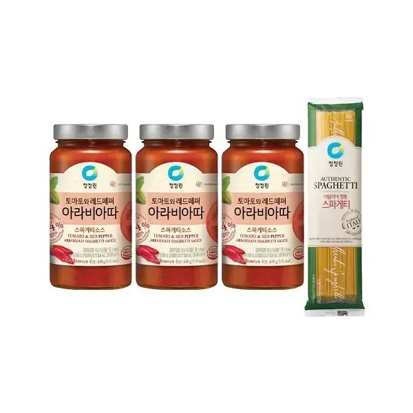 상품 이미지: 청정원 아라비아따 파스타소스 600g, 3개 + 스파게티면 500g, 1개