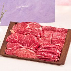상품 이미지: (신선집중) 1++NO.9 등급 한우 선물세트 1.4kg 구이모듬 등심 채끝 갈비살 부채살 시그니처2호