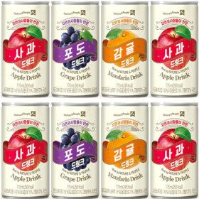상품 이미지: 과일주스 사과 제주감귤 포도 드링크 미니캔 음료 175ml 3가지맛 (각10캔씩) 총30캔