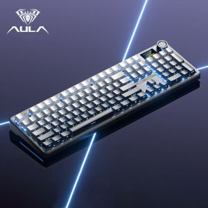 상품 이미지: AULA 독거미 F108 pro 유무선 블루투스 기계식 키보드 gif스크린 노브 그레이 측각 저소음 솜사탕축
