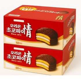 상품 이미지: 총120개 오리온 초코파이 (60입 2박스) 온가족 가성비 간식 대용량 낱개포장 부담 없이 즐기는 달콤한 추억