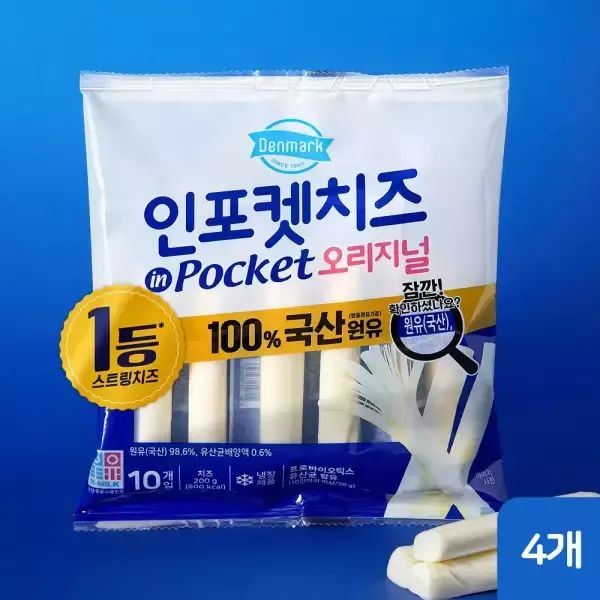 상품 이미지: 동원 덴마크 인포켓 스트링 치즈 오리지널 20g, 10개입, 4개