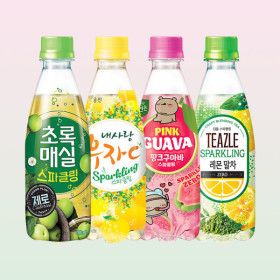 상품 이미지: 10+10 내사랑유자C/티즐 레몬말차/초록매실 스파클링 제로 /핑크구아바 350mL 총 20펫 (유/무라벨 랜덤발송)