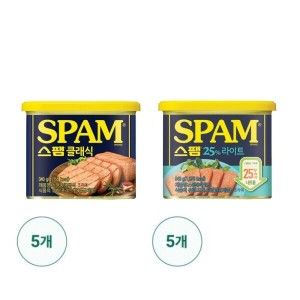 상품 이미지: 비비고 (CJ제일제당) 스팸 클래식 340G 5개 + 스팸 25프로 라이트 (마일드)