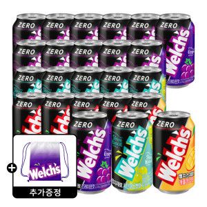 상품 이미지: (짐색 굿즈)웰치스 제로 355ml 총 24캔 (포도 12캔+샤인머스캣 6캔+애플망고6캔)