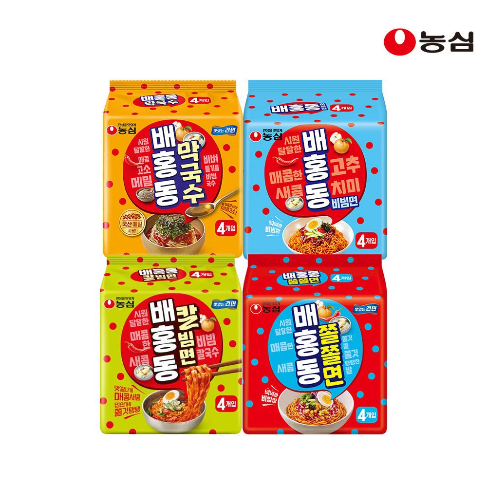 상품 이미지: 농심 배홍동 비빔면 4입 + 쫄쫄면 4입 + 칼빔면 4입
