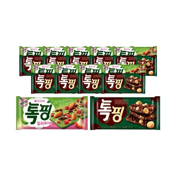 상품 이미지: 오리온 톡핑 말차블라썸 43g, 10입, 1개+톡핑 헤이즐넛 그래놀라 43g, 10입, 1개
