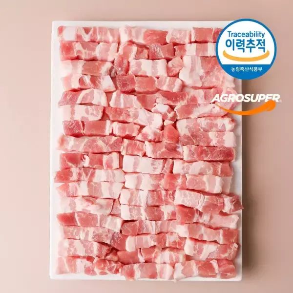 상품 이미지: 프리미엄 고원돈 암퇘지 한입 벽돌삼겹살 1kg 캠핑용 강추 암돼지 벽돌삼겹살