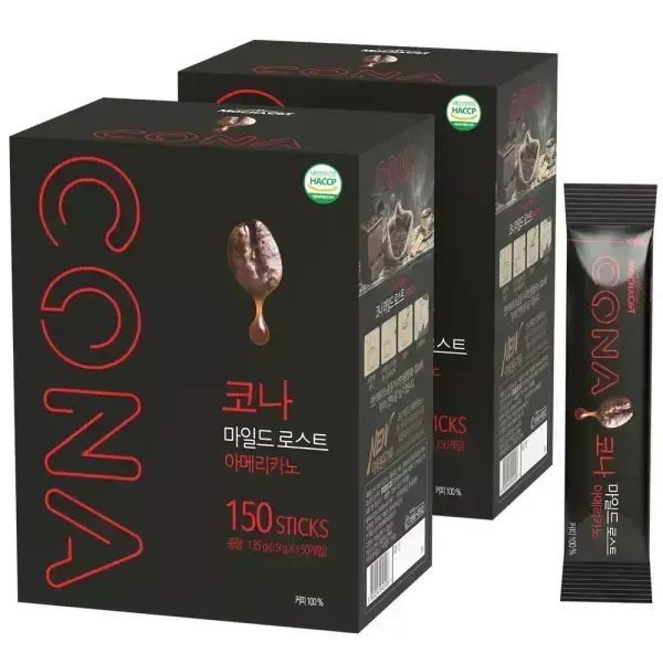 상품 이미지: [공식판매점] 코나 마일드로스트 150T+150T 블랙커피 아메리카노 미니 스틱 봉지