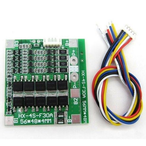 상품 이미지: 4S 14.8V 리튬이온 18650 BMS 보호회로 - 30A 연속전류 - 고전류 MOS 밸런스 충전 지원