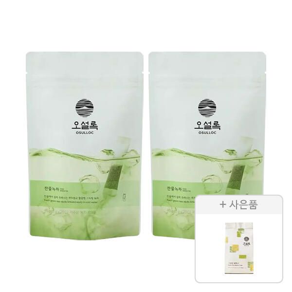 상품 이미지: 오설록 찬물녹차 20입, 2개 + 증정(그린티웨하스 100g, 1개)
