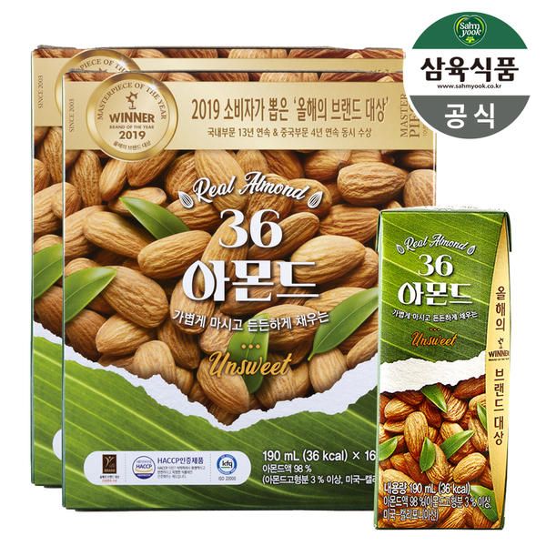 상품 이미지: 삼육식품 36 아몬드 언스위트 190ml 32팩