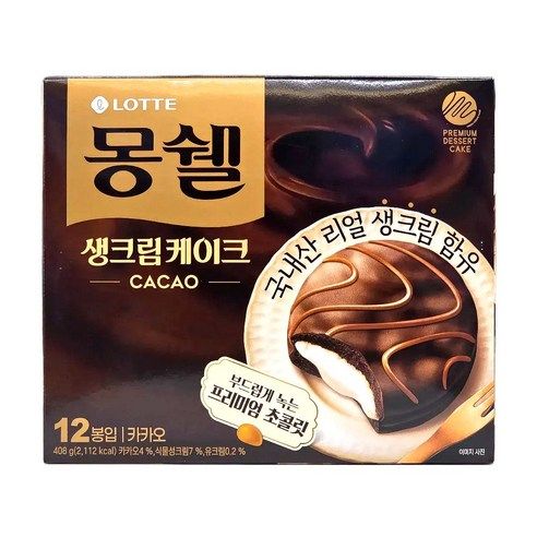 상품 이미지: 몽쉘 생크림 케이크 카카오, 408g, 1개