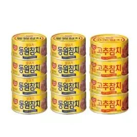 상품 이미지: 동원 라이트스탠다드 참치 150g, 4입, 2개 + 고추참치 150g, 4입, 1개  (총 12개)