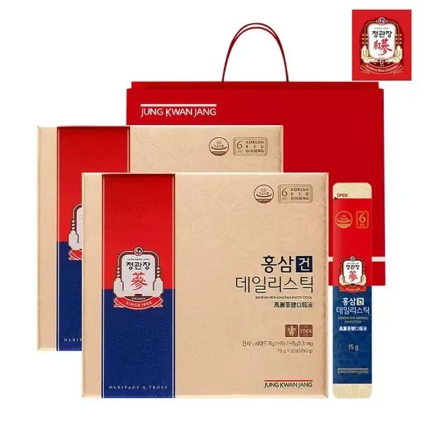 상품 이미지: [정관장] 홍삼건 데일리스틱 30포 x 2개 선물세트 + 쇼핑백