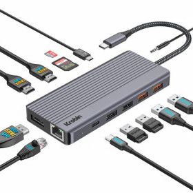 상품 이미지: USB 3.2 Gen2 10Gbps 13포트 C타입 멀티 허브 HDMI DP 트리플 모니터 3대 연결 기가랜 PD충전