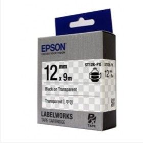 상품 이미지: ( EPSON) 라벨테이프 12mm ( ST12K 투명 검정)/라벨기테이프/라벨용테이프/프린터테이프/리필/앱손/엡손